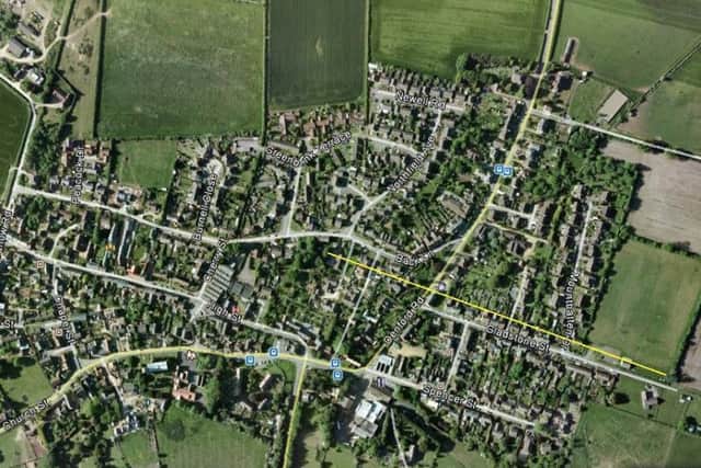 The yellow line in this aerial shot indicates the 1,500ft 'danger zone'