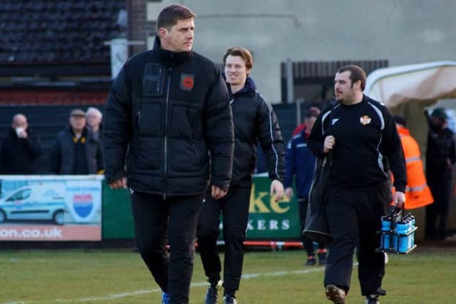 Marcus Law felt the 1-1 draw at Latimer Park suited Kettering Town more than it did Leamington. Picture by Peter Short