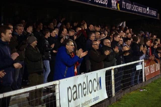 The Poppies fans were in buoyant mood after seeing their team hit seven second-half goals against Bideford