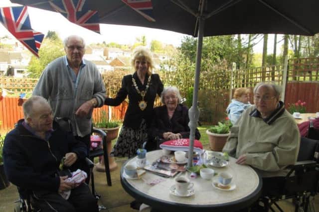 Residents of Thorndale care home with Mayor Cllr June Derbyshire.