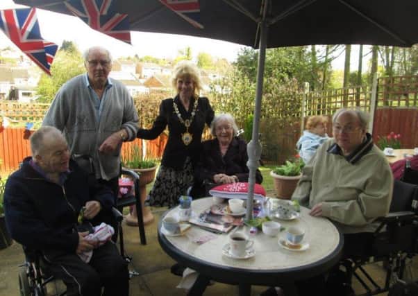 Residents of Thorndale care home with Mayor Cllr June Derbyshire.
