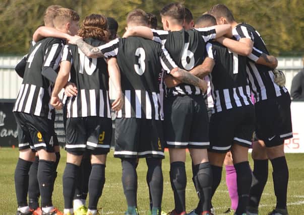 The Corby Town squad have only pride to play for when they go to Harrogate Town for the final game of a miserable Vanarama National League North season this weekend. Picture by Jim McAlwane