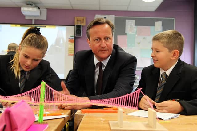 Prime Minister David Cameron visiting Corby Technical School on the day a new batch of Free Schools are to be set-up. NNL-150209-135021009