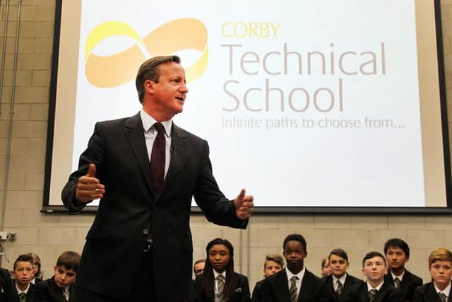 Prime Minister David Cameron visiting Corby Technical School on the day a new batch of Free Schools are to be set-up. NNL-150209-135148009