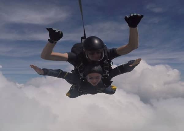 A still taken from the video of Taylor's skydive.