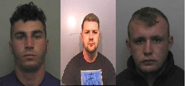 (Left to right) Wayne Loveridge, Bobby Joe Stanley and Billy Foster have all been jailed for four years after they admitted a consipracy to burgle