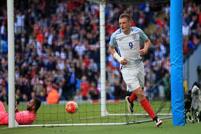 England's Jamie Vardy celebrates