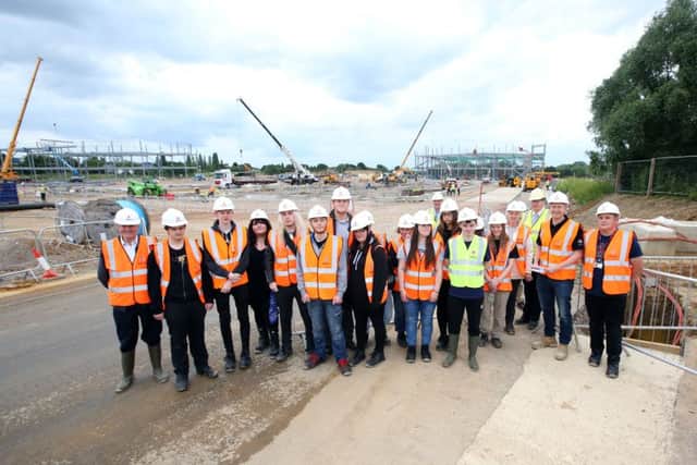 Youngsters from the Prince's Trust in Rushden and Wellingborough after their tour of the Rushden Lakes site