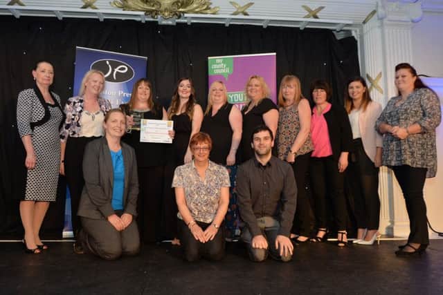 Penny Calardo of Stagecoach Performing Arts presents the Special School or SEN Provision of the Year to Corby Business Academy Unit Provision.PICTURE: ANDREW CARPENTER