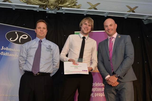 Val Rogers of Centurion presents the Young Role Model of the Year award to Joe Plumb with Councillor Matthew Golby.
PICTURE: ANDREW CARPENTER
