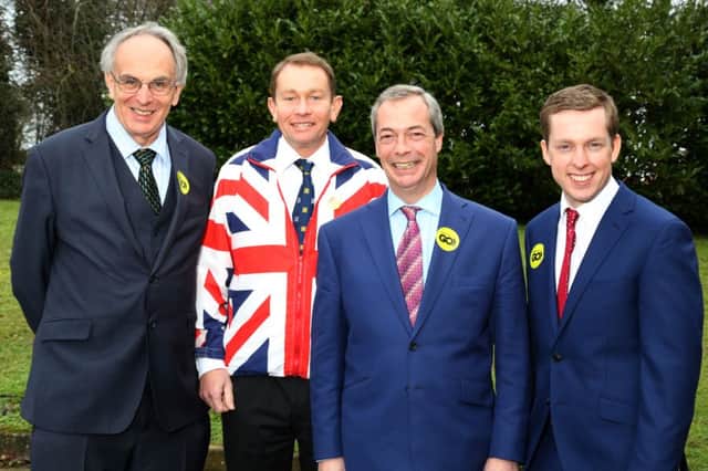 Grassroots Out: Kettering:  Peter Bone MP for Wellingborough, Philip Hollobone MP for Kettering, MEP Nigel Farage ,  Tom Pursglove MP for Corby and East Northants,

Saturday 23 January 2016 NNL-160123-231933009