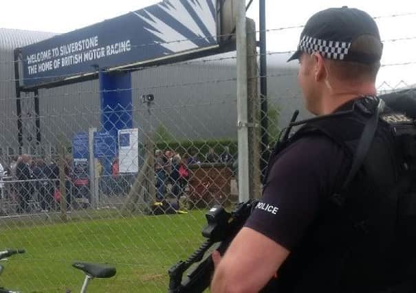 Armed police presence at Silverstone.
