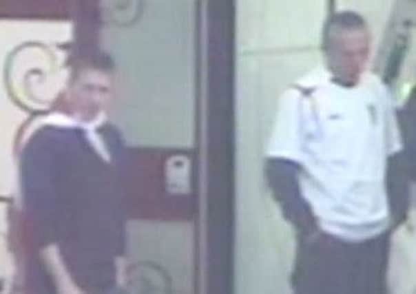 Police want to speak to these two men about an alleged racist incident in Gold Street, Kettering, on June 16