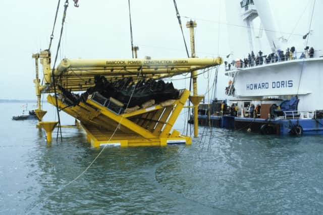 The Mary Rose being lifted from the seabed.