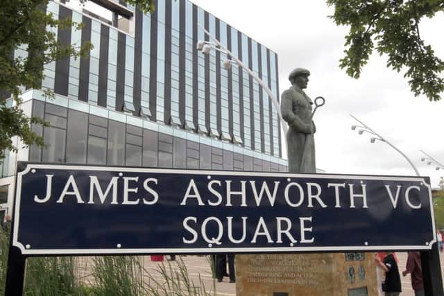 The Christmas market is being held in James Ashworth VC Square