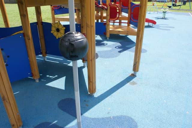 Damage to some of the play equipment at Stavanger Close is thought to have been caused by people training their dogs
