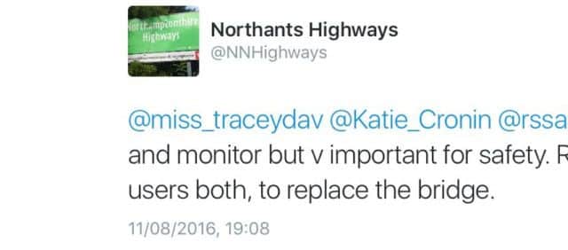 Northamptonshire County Council's highways department say safety of road and rail users is paramount