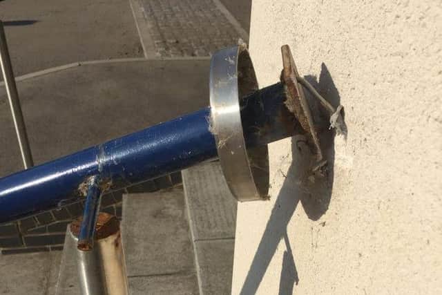 One of the dismantled hand rails.