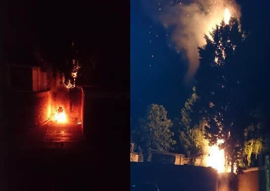 These pictures, sent in by reader Lucy Edwards, show the fire this morning.