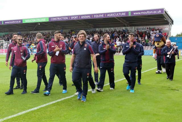 LAP OF HONOUR - the Northants players were at Sixfields on Sunday to show off the NatWetst T20 Blast trophy (Picture: Sharon Lucey)