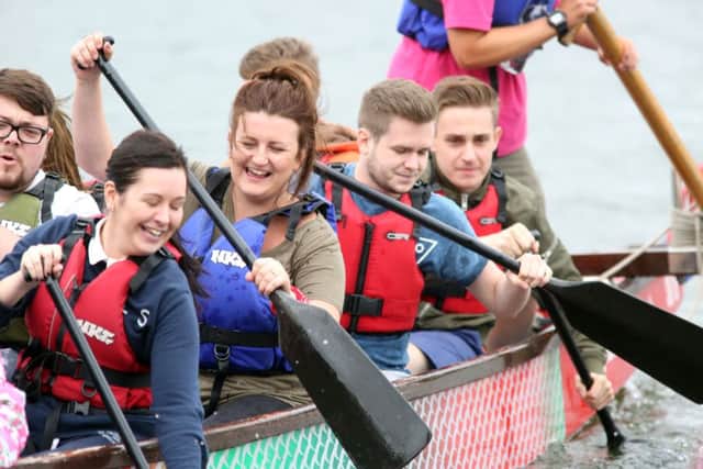 Dragon Boats: Kettering: Rotary Clubs' Dragon Boat Race 2016 for Cransley Hospice and Lakelands Hospice. Sunday September 5, 2016 NNL-160409-210447009