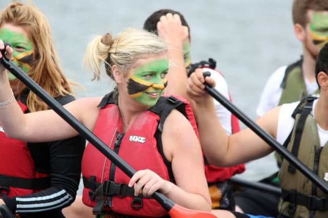 Dragon Boats: Kettering: Rotary Clubs' Dragon Boat Race 2016 for Cransley Hospice and Lakelands Hospice. Sunday September 5, 2016 NNL-160409-210728009