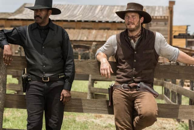 Denzel Washington and Chris Pratt in The Magnificent Seven