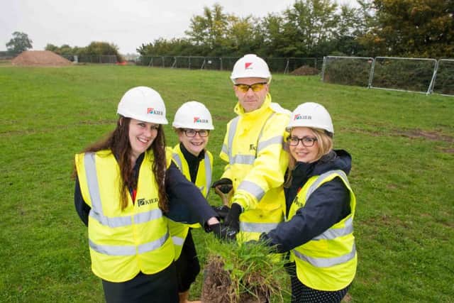 The turf cutting for the development in Raunds