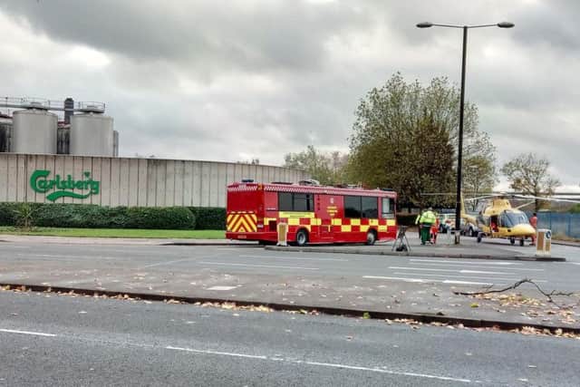 All emergency services are currently at the scene at Carlsberg