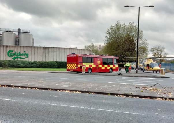 All emergency services are currently at the scene at Carlsberg NNL-160911-143608001