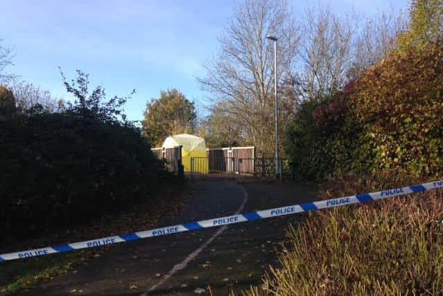 Police have cordoned off the wooden bridge over Harrowden Road in Wellingborough