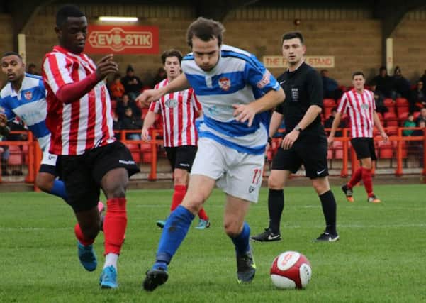 James Brighton suffered a knee injury during Kettering Town's FA Trophy defeat at Witton Albion