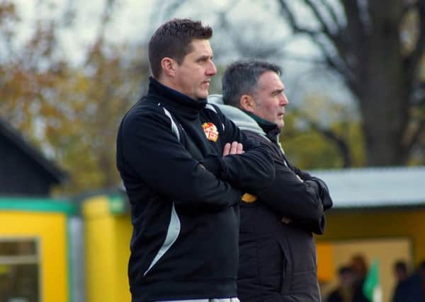 Marcus Law watches on during Kettering Town's 0-0 draw at Hitchin Town on Saturday. Picture by Peter Short