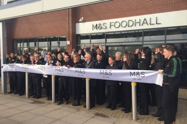Corby mayor Julie Riley with staff at the official opening