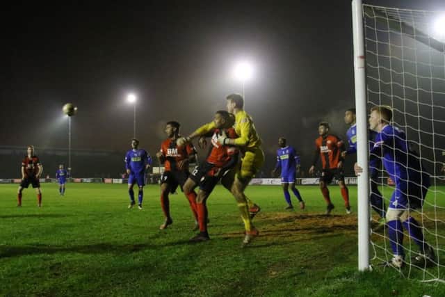 Action from Kettering Town's 2-1 home defeat to Redditch United. Picture by Peter Short