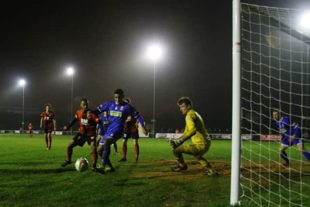 Action from Kettering Town's 2-1 defeat to Redditch United. Picture by Peter Short