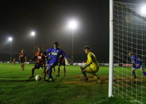 Action from Kettering Town's 2-1 defeat to Redditch United. Picture by Peter Short
