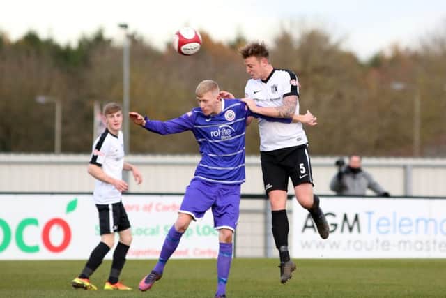 Jamie Tank grabbed his first goal for Corby Town on his home debut last weekend. Picture by Alison Bagley