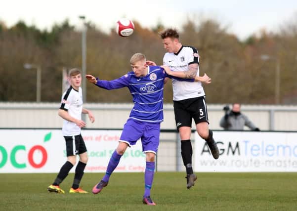 Jamie Tank grabbed his first goal for Corby Town on his home debut last weekend. Picture by Alison Bagley