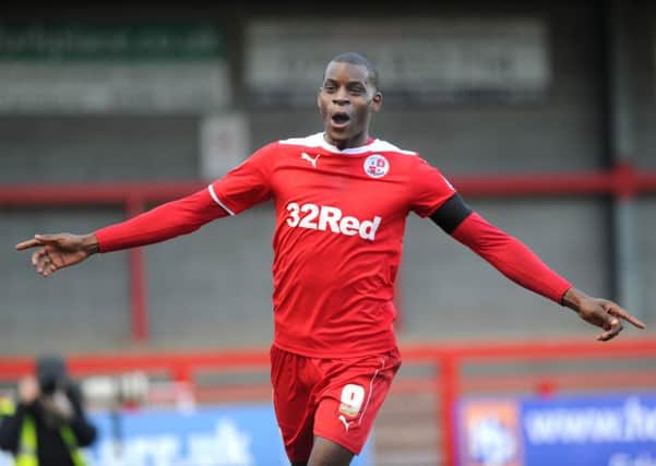Izale McLeod, pictured during his time at Crawley Town, has signed for Corby Town