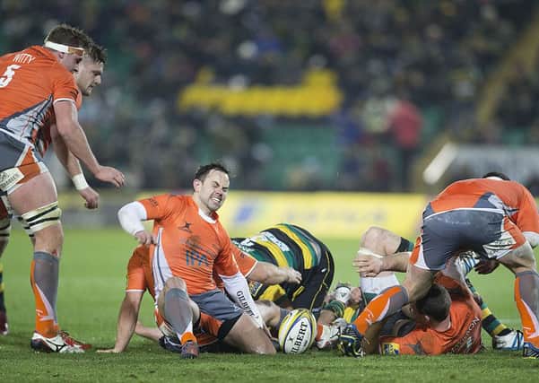 Kieran Brookes was sent off for piling into this ruck during the first half (pictures: Kirsty Edmonds)