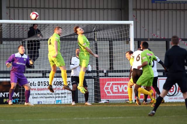 Action from the Steelmen's 2-0 loss to Barwell