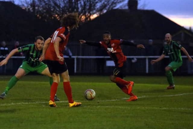 Action from Kettering Town's 2-0 victory over Cinderford Town at Latimer Park. Pictures by Alison Bagley