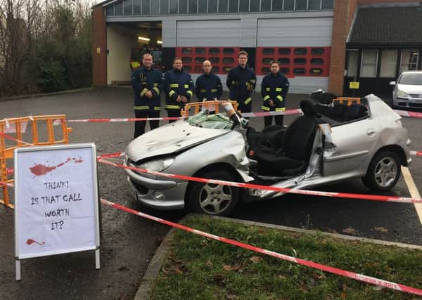 This car has been left outside Rushden fire station as a 'taster' ahead of tonight's live demonstration