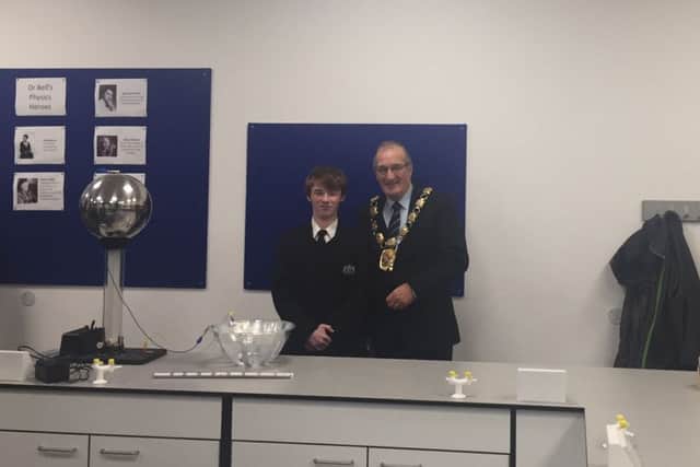 Ryan Holser with Wellingborough mayor Malcolm Waters