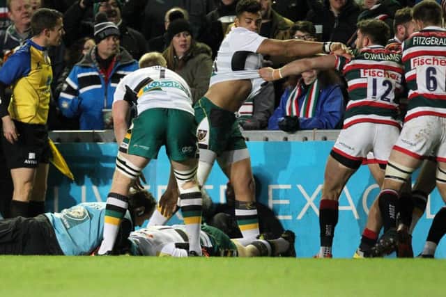 George North needed medical attention at Welford Road last weekend (picture: Sharon Lucey)