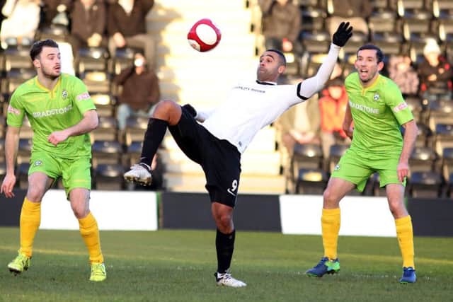 Stefan Moore is battling to be fit for Corby Town's home clash with Workington on Saturday