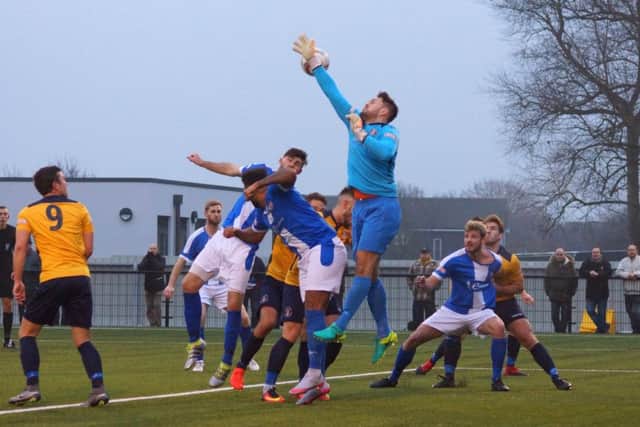 Action from Kettering Town's 3-2 defeat at Slough Town last weekend. Picture by Peter Short