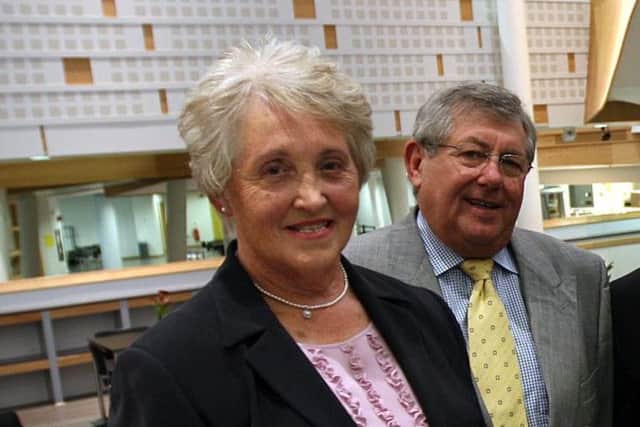 Former Northampton School for Boys chair of the board of governors, Yvonne Edwards, has been awarded the MBE. She is pictured here in 2013 alongside former MP Brian Binley.