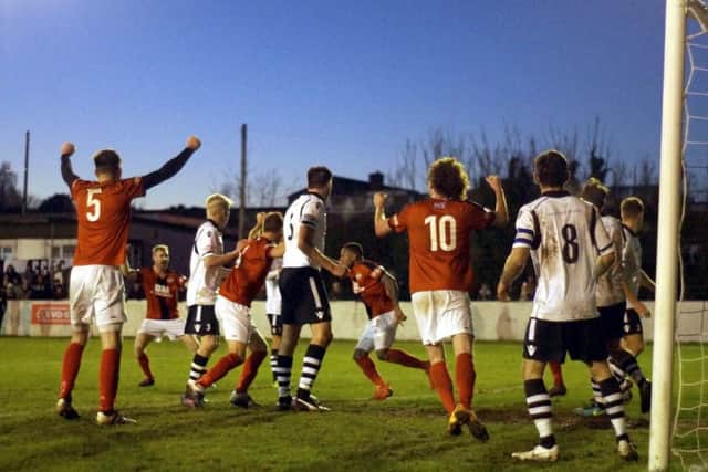 The Poppies celebrate Aaron O'Connor's equaliser